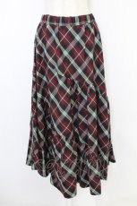 画像1: axes femme / チェックロングスカート  ボルドーＸネイビーＸ白チェック T-26-10-11-032-AX-SK-SA-ZT (1)