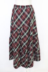 画像2: axes femme / チェックロングスカート  ボルドーＸネイビーＸ白チェック T-26-10-11-032-AX-SK-SA-ZT (2)