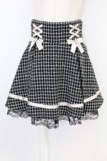 画像1: Ank Rouge / フロント編み下げチェックツイードスカート  黒Ｘ白チェック T-26-10-11-035-CA-SK-SA-ZT (1)