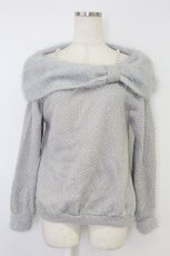 画像1: axes femme / パールキャミリボンオフショルニットトップス M グレー T-26-10-11-006-AX-TO-SA-ZT (1)