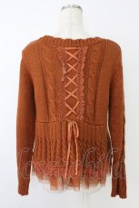 画像2: axes femme / 裾チュール長袖ニットトップス  ブラウン T-26-10-11-014-AX-TO-SA-ZT (2)