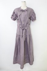 画像1: PINK HOUSE / ピコフリルピンタックリボンタイワンピース  パープル T-26-10-11-020-LO-OP-SA-ZT (1)