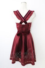 画像2: axes femme POETIQUE / 刺繍入りリボンワンピース M ワイン T-26-10-11-021-AX-OP-TE-ZT (2)