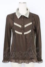 画像1: axes femme / レース重ね襟長袖プルオーバー M ブラウン T-26-10-18-014-AX-TO-SA-ZT (1)