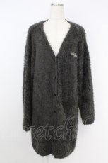 画像1: ALGONQUINS / ロゴ刺繍シャギーニットロングカーディガン  グレー T-26-10-18-018-AL-TO-SA-ZT (1)