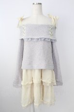 画像1: axes femme / ニット&シフォンドッキングワンピース M サックス×アイボリー T-26-10-23-029-AX-OP-TE-ZT (1)