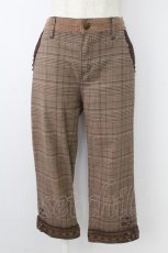 画像1: axes femme / グレンチェック裾ハシゴレースパンツ M ブラウン T-26-10-23-033-AX-PA-SA-ZT (1)