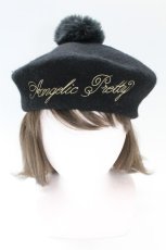 画像4: Angelic Pretty / ロゴ刺繍ポンポンベレー  黒 T-26-10-23-045-AP-AC-SA-ZT (4)