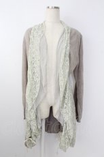 画像1: axes femme / レース切り替えトッパーカーデ  アイボリーＸグレー T-26-10-23-009-AX-TO-SA-ZT (1)