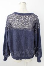 画像2: axes femme / 肩レースネックレス付きニット  ネイビー T-26-10-23-013-AX-TO-SA-ZT (2)
