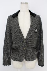 画像1: axes femme / ベロア切り替え千鳥格子ジャケット  黒Ｘグレーチェック T-26-10-28-005-AX-TO-SA-ZT (1)