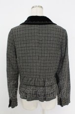 画像2: axes femme / ベロア切り替え千鳥格子ジャケット  黒Ｘグレーチェック T-26-10-28-005-AX-TO-SA-ZT (2)