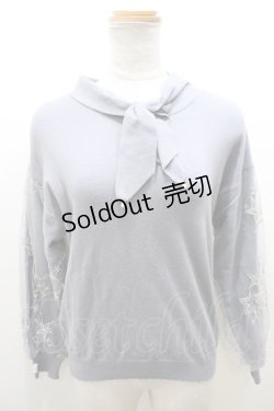 画像1: 【SALE】axes femme / 星刺繍ボウタイニット M ブルー Y-23-10-19-093-AX-TO-SZ-ZT231