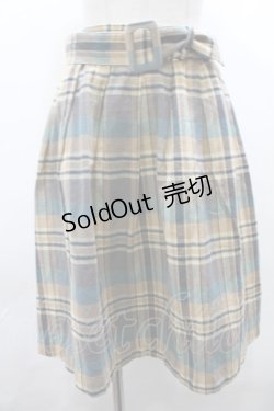 画像1: 【SALE】F&A / ベルト付チェックスカート F ベージュｘグリーン Y-23-10-19-157-LO-SK-SZ-ZT138