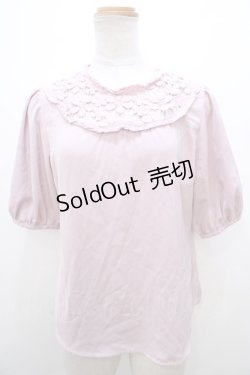 画像1: 【SALE】Fi.n.t / ハイネックレース切替ブラウス F ピンク Y-23-11-05-033-CA-BL-SZ-ZT351