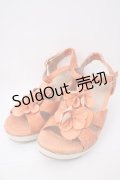 【SALE】あしながおじさん / お花モチーフサンダル M オレンジ Y-23-11-27-042-PU-SH-SZ-ZTK022