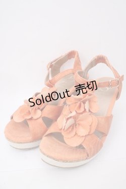 画像1: 【SALE】あしながおじさん / お花モチーフサンダル M オレンジ Y-23-11-27-042-PU-SH-SZ-ZTK022