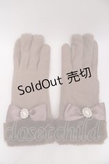 Maison de FLEUR / パールビジューリボンファーグローブ  ブラウン Y-23-12-16-043-LO-ZA-SZ-ZY