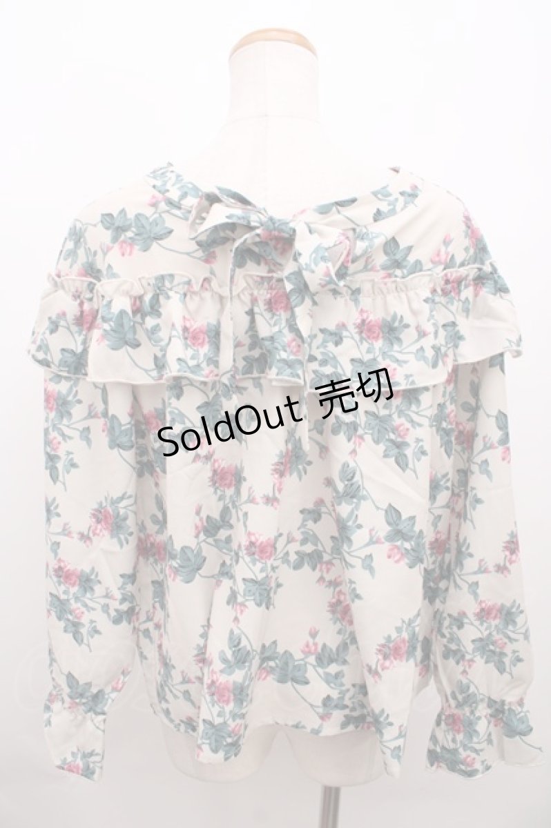 画像2: 【SALE】axes femme / 花柄ボウタイブラウス M キナリ Y-23-12-22-044-AX-BL-SZ-ZT134 (2)
