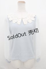 axes femme / レース襟プルオーバー M サックス Y-23-12-22-060-AX-TO-SZ-ZT279
