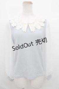 axes femme / レース襟プルオーバー M サックス Y-23-12-22-060-AX-TO-SZ-ZT279