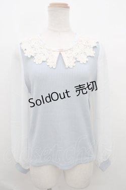 画像1: axes femme / レース襟プルオーバー M サックス Y-23-12-22-060-AX-TO-SZ-ZT279