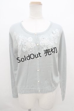 画像1: axes femme / 花刺繍入りカーディガン M グリーン Y-23-12-22-094-AX-TO-SZ-ZT008