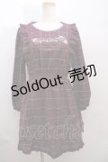 【SALE】axes femme POETIQUE / 刺繍入りフリルチェック柄ワンピース M ワイン Y-23-12-22-143-AX-OP-SZ-ZT416