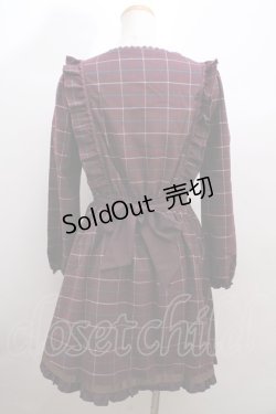 画像2: 【SALE】axes femme POETIQUE / 刺繍入りフリルチェック柄ワンピース M ワイン Y-23-12-22-143-AX-OP-SZ-ZT416