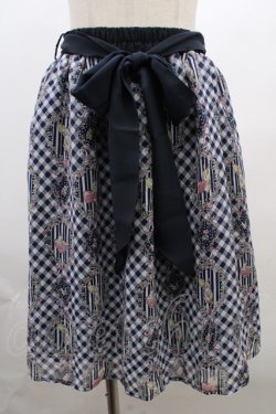 画像1: axes femme POETIQUE / うさぎとお茶会スカート  紺 Y-23-12-22-171-AX-SK-AS-ZI
