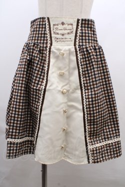 画像1: axes femme / ウエスト刺繍入チェック柄スカート M 茶 Y-23-12-22-172-AX-SK-SZ-ZT396