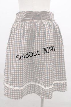 画像2: 【SALE】axes femme / ウエスト刺繍入チェック柄スカート M 茶 Y-23-12-22-172-AX-SK-SZ-ZT396