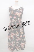 axes femme / ベルト付花柄JQシフォンワンピース M 黒 Y-23-12-29-107-AX-OP-SZ-ZT395