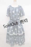【SALE】axes femme / 紫陽花シフォンワンピース M 紺 Y-23-12-29-138-AX-OP-SZ-ZT375