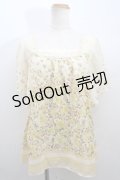 axes femme / 花シフォントップス M イエロー Y-23-12-29-027-AX-TO-SZ-ZT393
