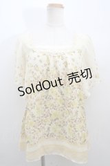 axes femme / 花シフォントップス M イエロー Y-23-12-29-027-AX-TO-SZ-ZT393