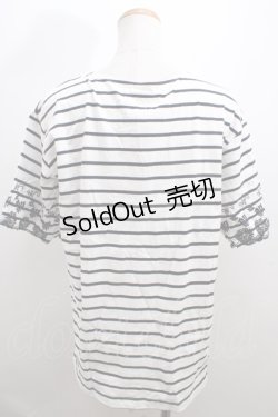 画像2: axes femme / 袖刺繍ボーダーTシャツ M 生成り Y-23-12-29-030-AX-TS-SZ-ZT393