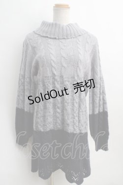 画像1: axes femme / グラデーションニットワンピース M 紺 Y-24-01-08-113-AX-OP-SZ-ZT240