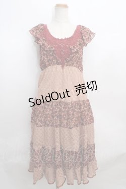 画像1: axes femme / パッチワークマキシワンピース  赤 Y-24-01-14-012-AX-OP-WD-ZT277