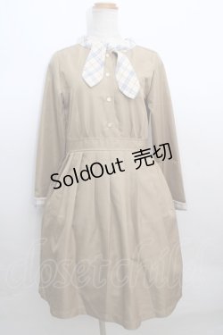 画像1: Fi.n.t / 格子チェック襟付きワンピース  ベージュ Y-24-01-26-163-CA-OP-AS-ZT388