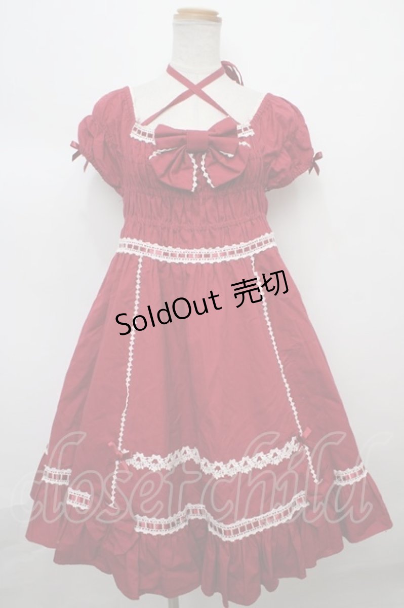 画像1: Angelic Pretty / シャーリングワンピース(2010)  ワイン Y-24-02-18-105-AP-OP-SZ-ZY (1)
