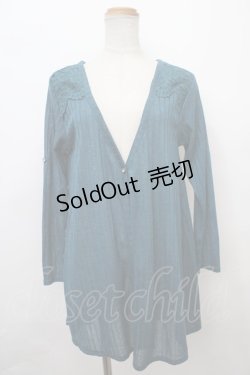 画像1: axes femme / 肩レースカットカーディガン M Bグリーン Y-24-02-20-057-AX-TO-SZ-ZT038