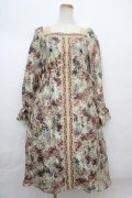 axes femme NOSTALGIE / オーガンジープリントワンピ M ベージュ Y-24-02-20-091-AX-OP-SZ-ZT209