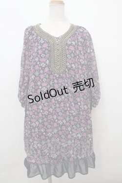 画像1: 【SALE】axes femme / 総柄ワンピース M 紺 Y-24-02-22-119-AX-OP-SZ-ZT256