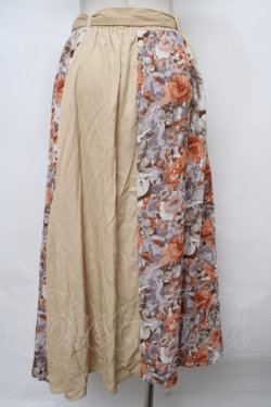 画像2: axes femme POETIQUE / 無地×花柄切替スカート M ベージュ Y-24-02-24-045-AX-SK-SZ-ZT404