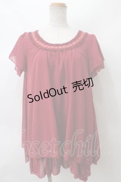 画像1: 【SALE】axes femme / シフォン重ねワンピース M ワイン Y-24-02-29-028-AX-OP-SZ-ZT147