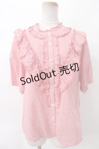 Jane Marple /ピンチェックヴィクトリアンブラウス M 赤 Y-24-03-03-024-JM-BL-SZ-ZT158