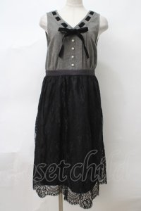 axes femme / ツイードドッキングワンピース M 黒 Y-24-03-10-059-AX-OP-SZ-ZT196