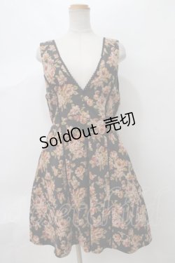 画像1: 【SALE】axes femme / ベルト付き花柄ジャンドレ M 黒 Y-24-03-12-125-AX-OP-SZ-ZT328