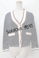axes femme / 配色カットカーデ M 紺 Y-24-03-15-065-AX-TO-SZ-ZT336